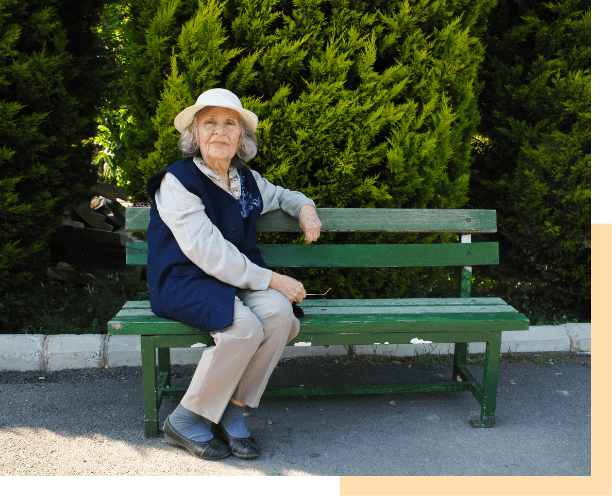 ARPQ lady sitting on bench
